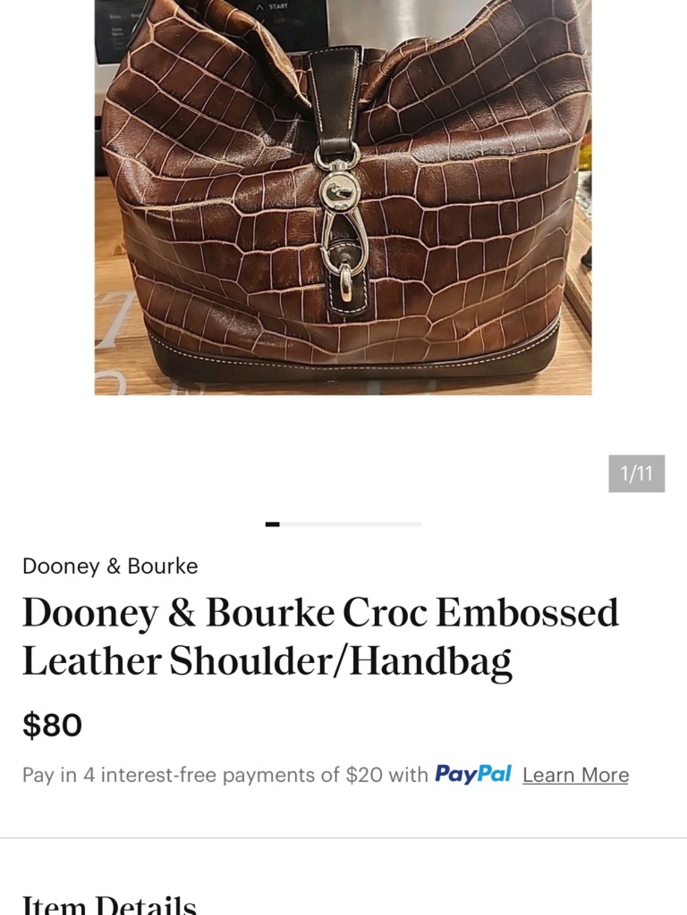 Dooney & Bourke Brown Croc-Embossed Leather Messenger Bag